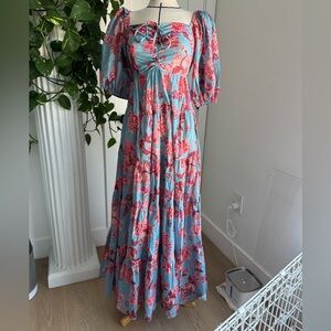 NWT Cara Cara Blue and Pink Floral Maxi Dress - XS